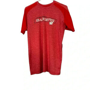 Champion Men's Medium Red Wisconsin Badgers Short Sleeve Polytester T-Shirt